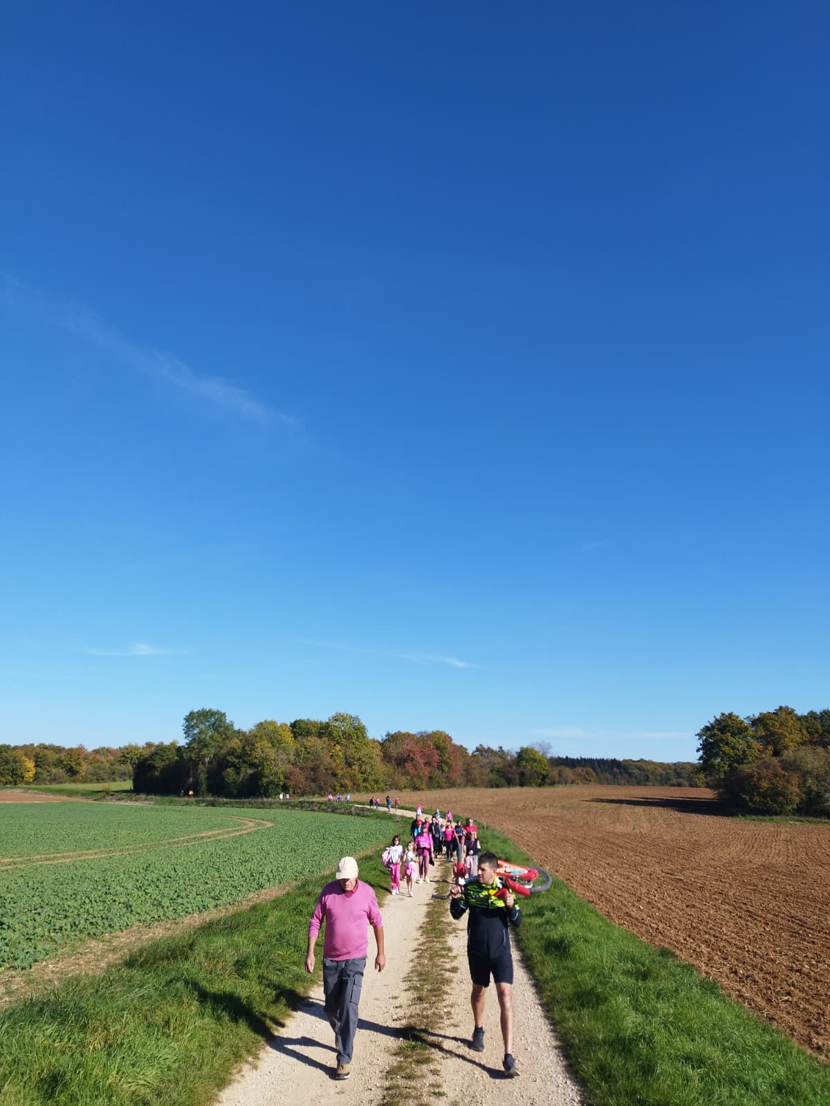 Participants marchant pour Octobre Rose à Cohons